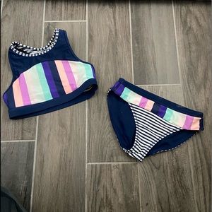 Athleta girls two piece reversible swim suit